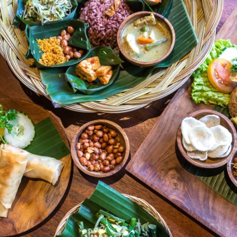 Indonesian traditional local food meal in Bali, Indonesia